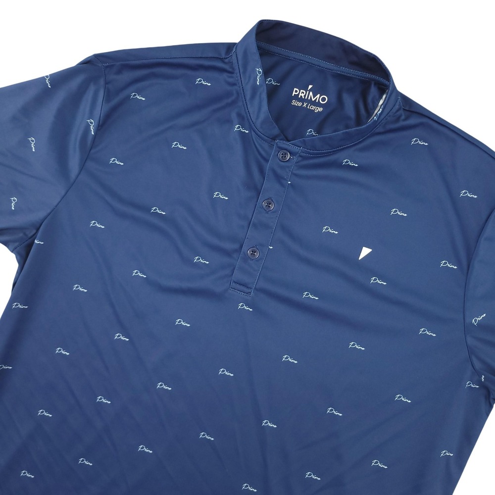 Primo Polo Shirt Mens XL Blue Print Golf Performance Stretch Lightweight Top